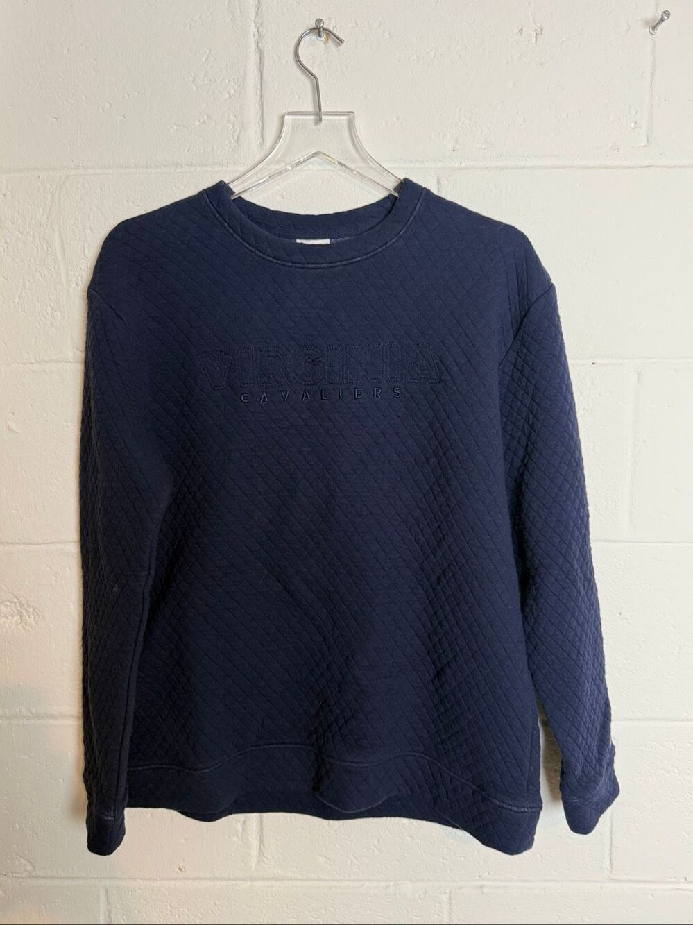 Champion Virginia Cavaliers UVA Quilted Sweatshirt Women’s Small Navy Embroidere